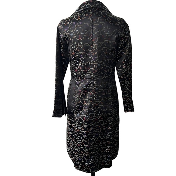 Y2K Anne X Black Satin Embroidered Long Blazer Jacket Car Coat - Picture 3 of 9